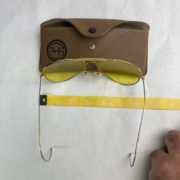 VINTAGE 60s B&L RAY BAN OUTDOORSMAN Aviator Sunglasses Yellow - Picture 13 of 14